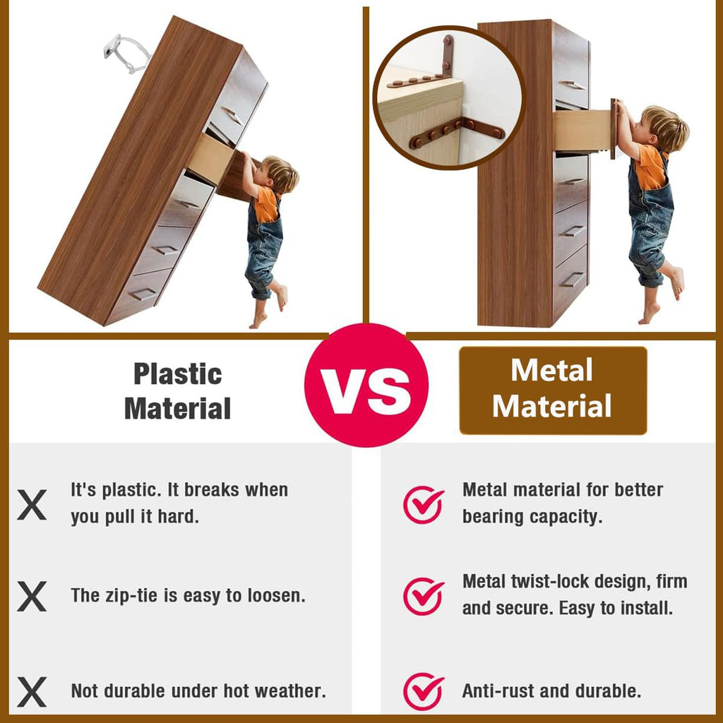 Anti Tip Furniture Anchors for Baby Proofing Furniture Wall Anchor Furniture Dresser Bookshelf Falling Prevention