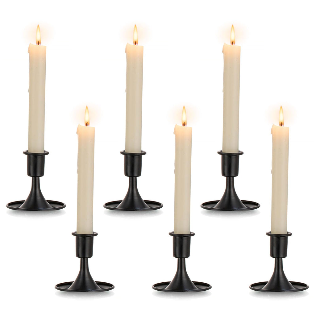 Black Candlestick Candle Holders for Taper :6 PCS Candle Stick Holder Set Vintage Table Centerpiece Halloween