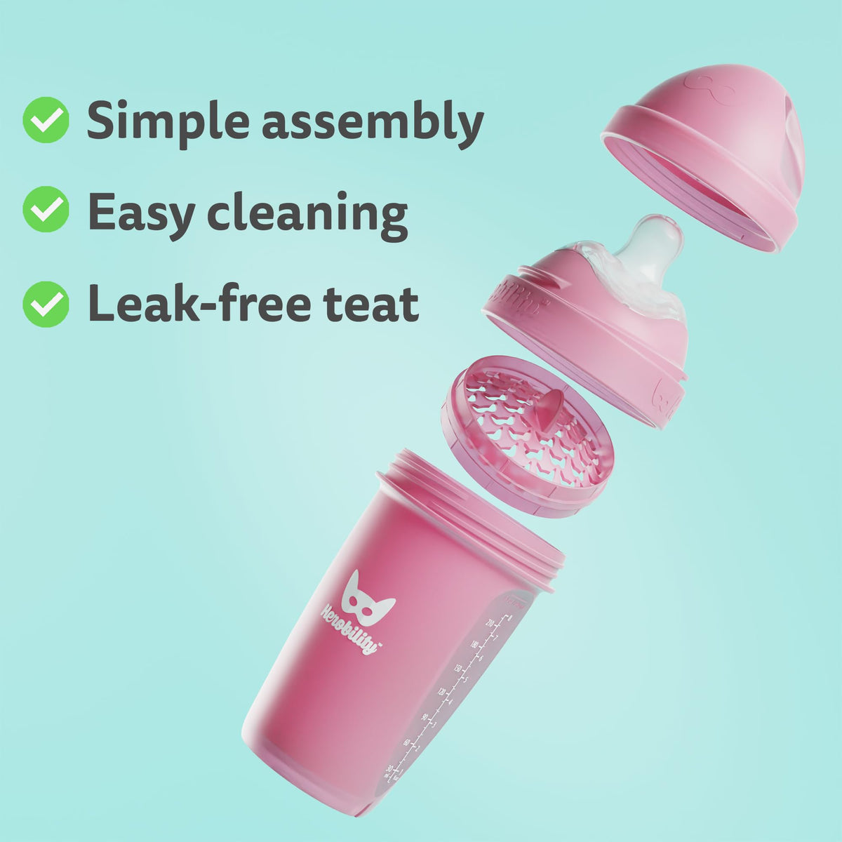Anti-Colic Baby Bottles 5 oz / 140 ml - Pack of 3 Newborn Baby Bottles, Slow Flow Plastic Bottles, Breast-Shaped Teat