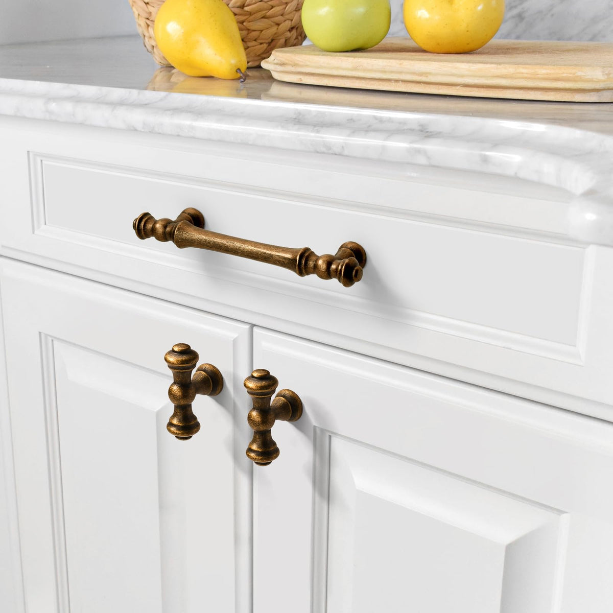 10 Pack 3 Inch(76mm) Antique Brass Kitchen Cabinet Handles, Cabinet Pulls Kitchen Cabinet Hardware for Cupboard