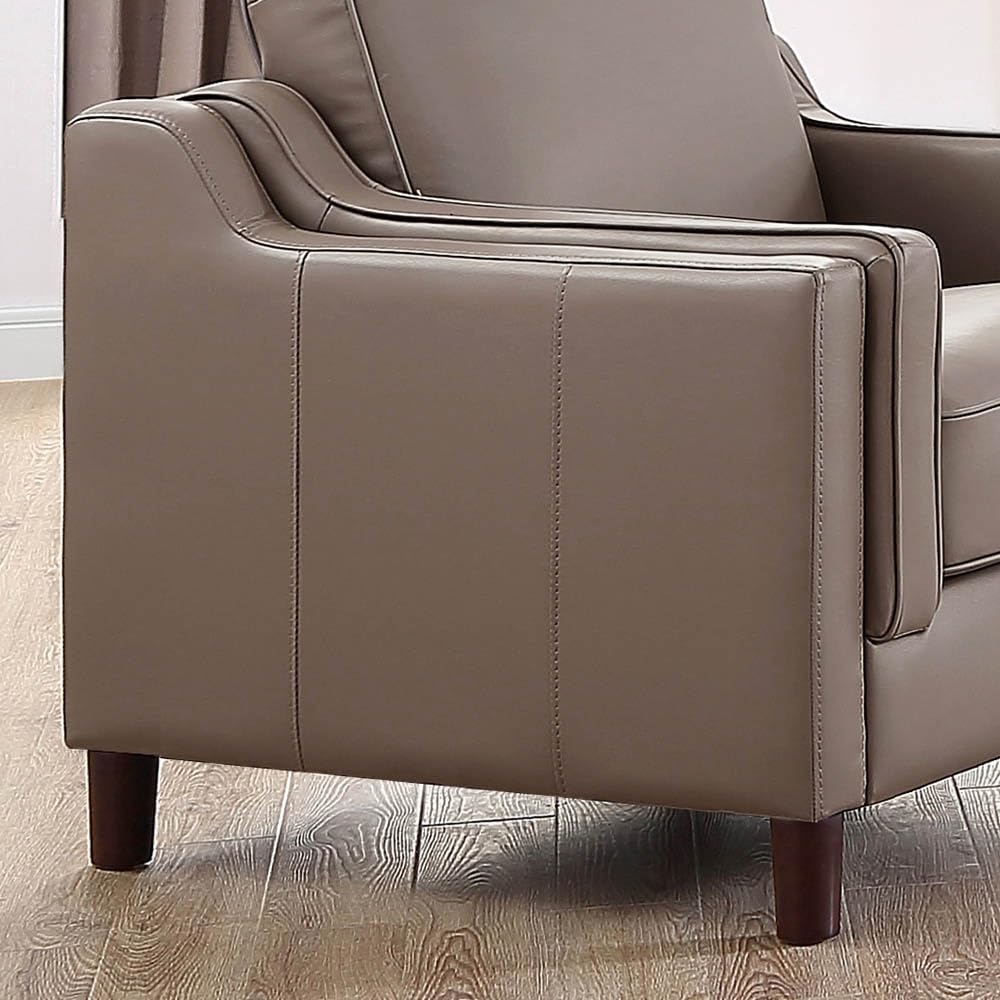 Bella Top Grain Leather Sofa Couch, 84", Taupe