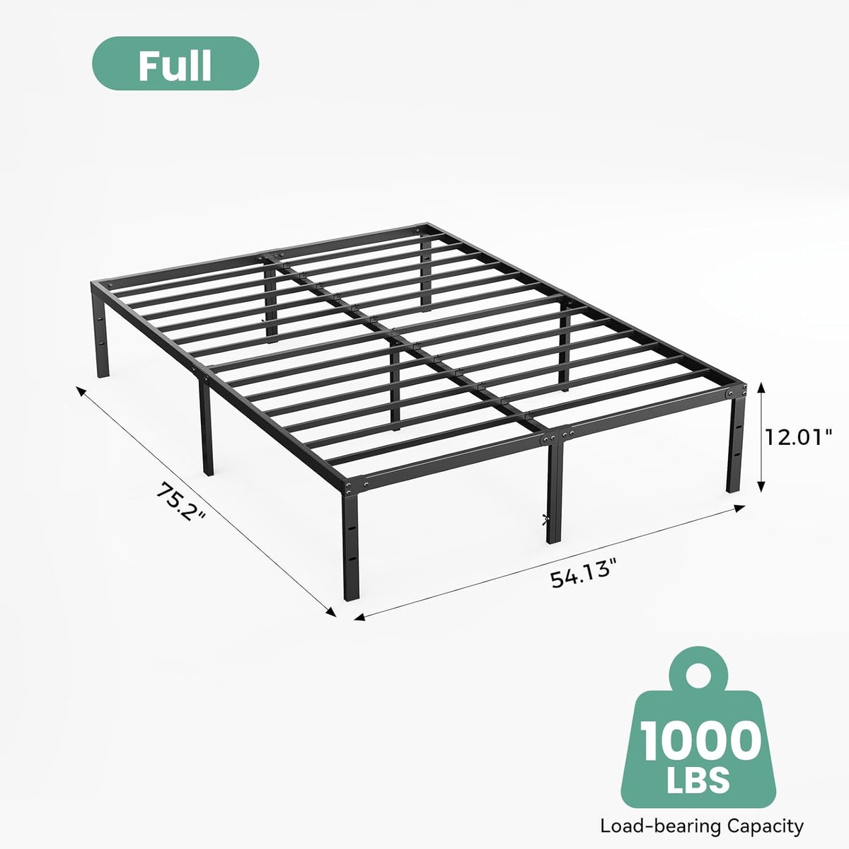 Full 12 Inch Bed Frame - Metal Platform Bed Frame Mattress Foundation with Steel Slat Support, No Box Spring Needed