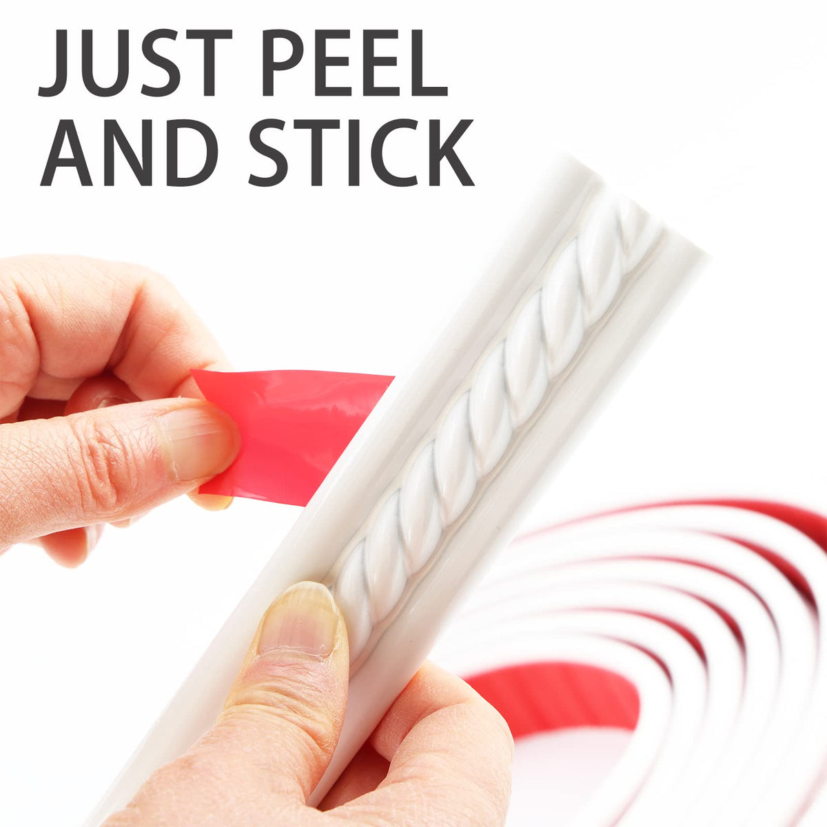 Peel and Stick Wall Trim, Self-Adhesive Crown Molding for Mirror Frame Cabinet Tile Edge Home Decor, 16.4ft x 1.2in