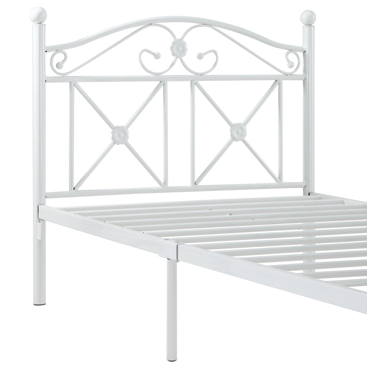 Cottage Modern Farmhouse Metal Twin Platform Bed in White
