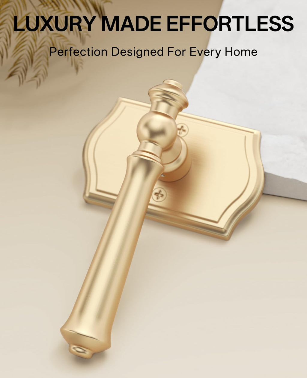 1 Pack Brushed Satin Brass Passage Interior Door Handles