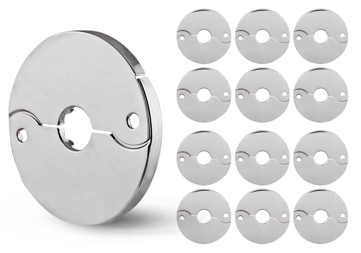 1/2 in. IPS Floor and Ceiling Split Flange Escutcheon for Steel Pipes, Chrome Plated (Pack of 12)