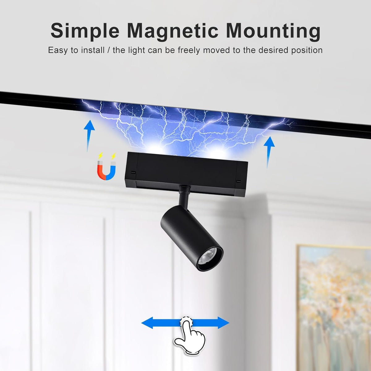 7W Magnetic Track Light Head, 24V Dimmable LED Spotlight Head, ETL