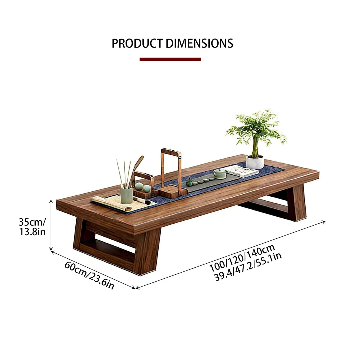 Solid Wood Japanese Floor Table Japanese Low Table Low-Profile Design Ideal for Tatami Seating Bedrooms and Tea