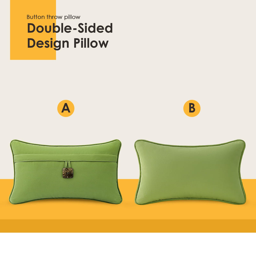 Outdoor Sunbrella Decorative Pillows with Coconut Button Pack of 4, 20" x 12" Outdoor Pillow Set for Couch Bed Throw