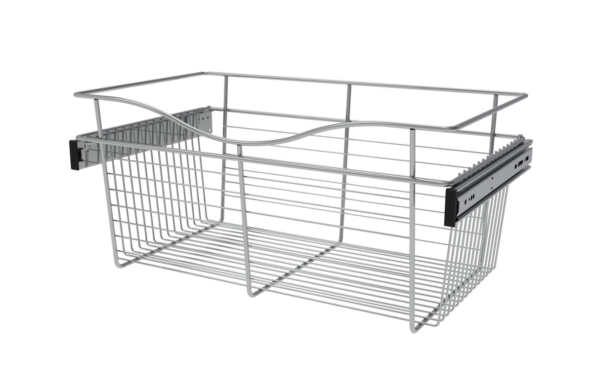 Chrome 24" Wire Pullout Basket for 14" Deep Closet - 11" H