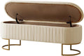 55.5" Storage Bench Ottoman End of Bed Bench Bedroom Bench, Upholstered Velvet Long Window Bench Large King Size with