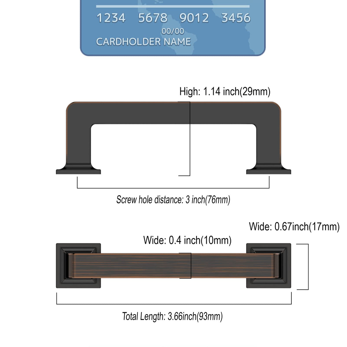 6 Pack 3 Inch Oil Rubbed Bronze Cabinet Pulls,Kitchen Hardware