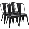 Metal Chairs Set of 4, Stackable Dining Chairs with Back, Black