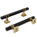 Black and Champagne Bronze Cabinet Pulls 3-3/4" Black and Brass Pull