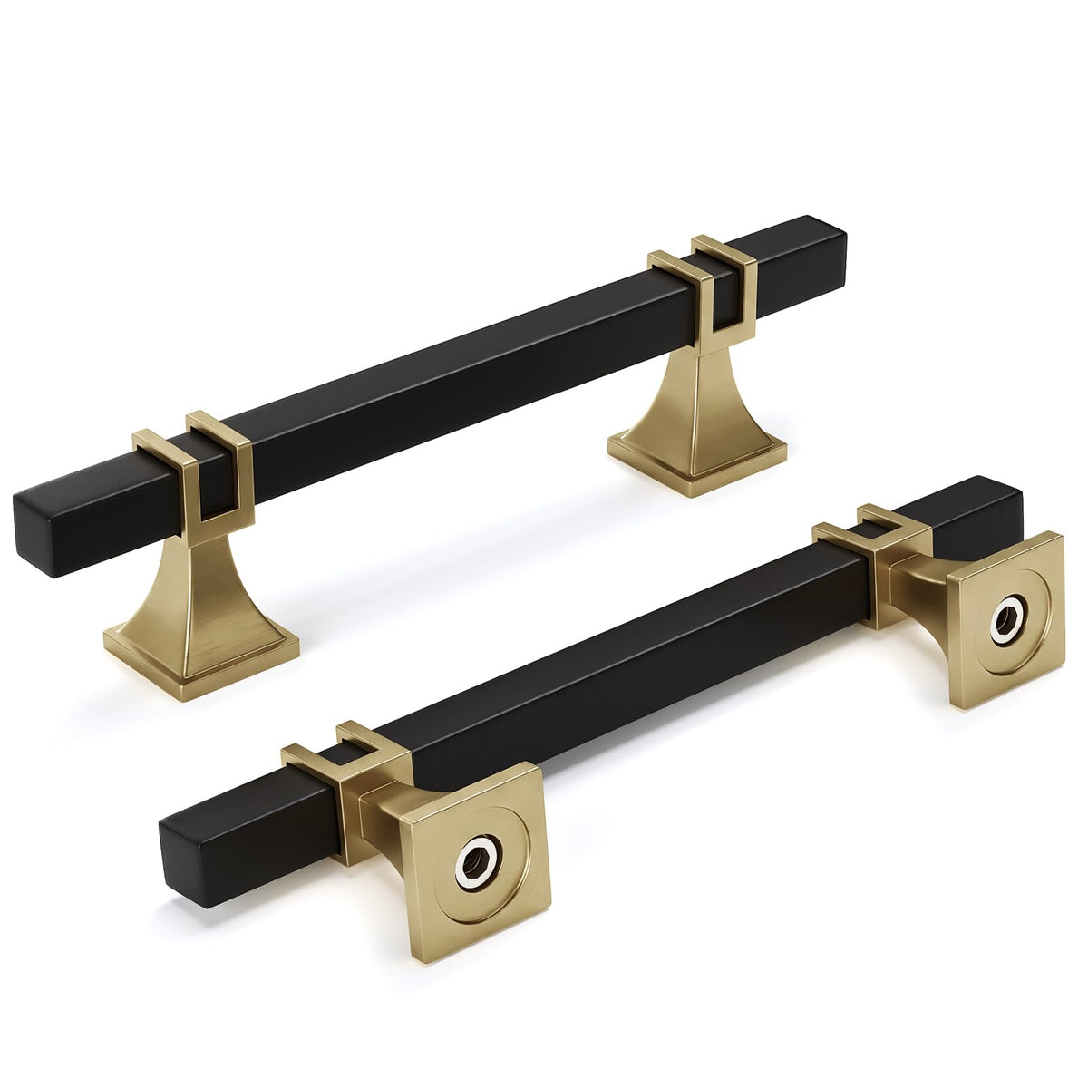 Black and Champagne Bronze Cabinet Pulls 3-3/4" Black and Brass Pull
