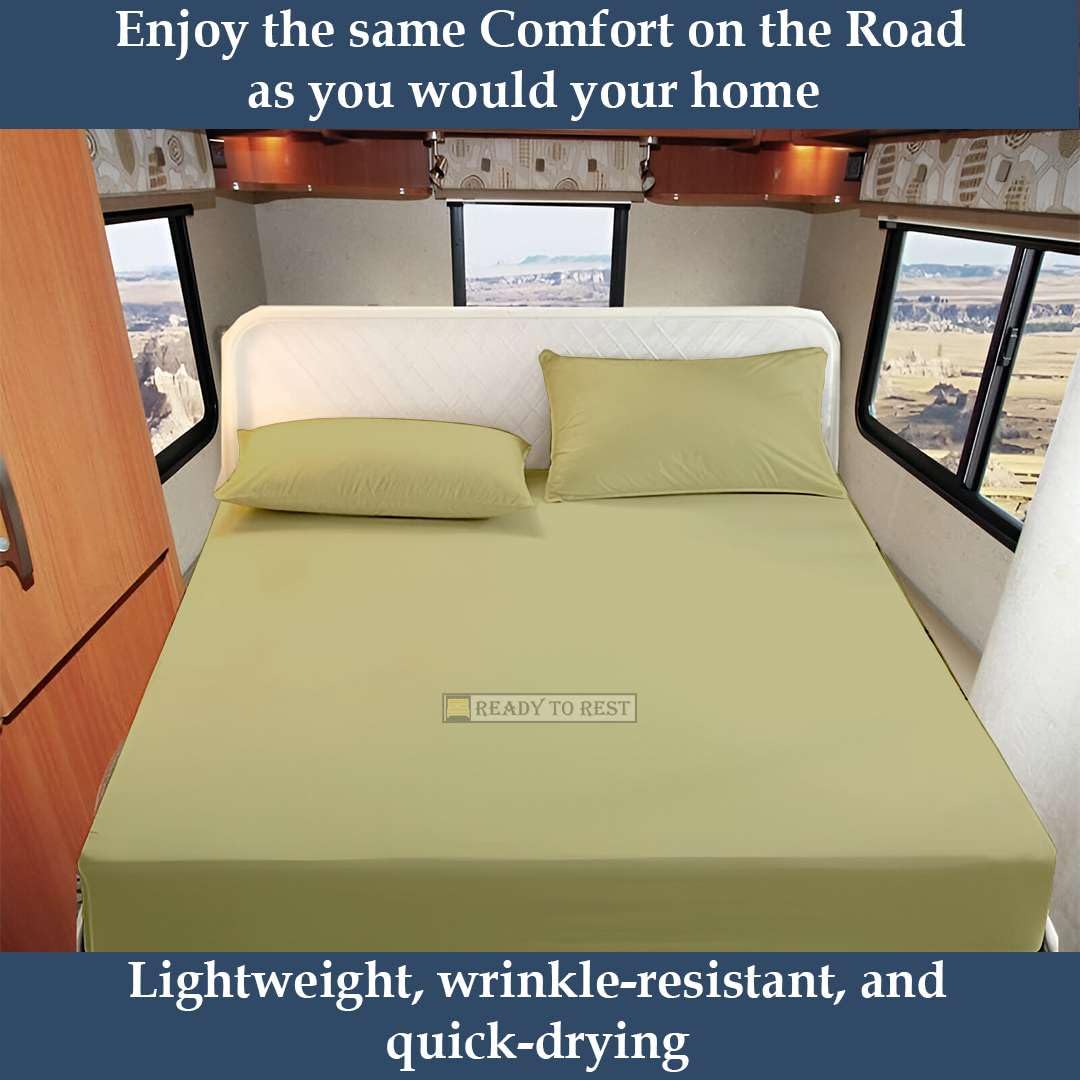 Three Quarter Sheets (48 x 80) - Sage Solid, 4 Piece Camper Sheet Set, 100% Egyption Cotton, 8 Inch Deep Pocket