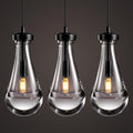 Raindrop Pendant Lights Kitchen Island Set of 3 Teardrop Black Hanging Light Fixtures Clear Solid Glass Pendant Light Modern Chandeliers for Dining Room Porch Corridor Living Room
