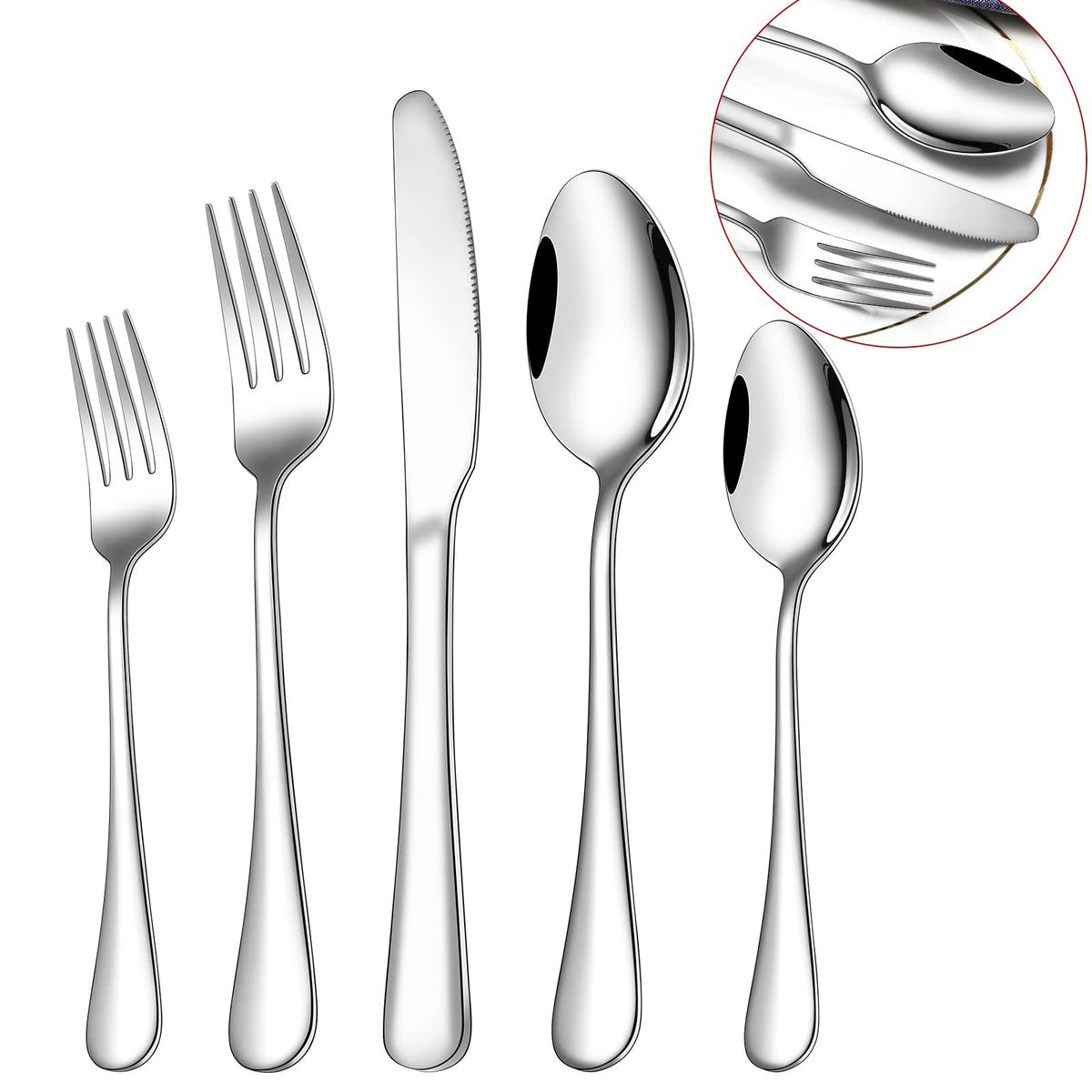 Silverware Set for 8, 40-Pieces Heavy Duty Stainless Steel Flatware Utensils Cutlery Set, Steak Knife/Spoons/Forks