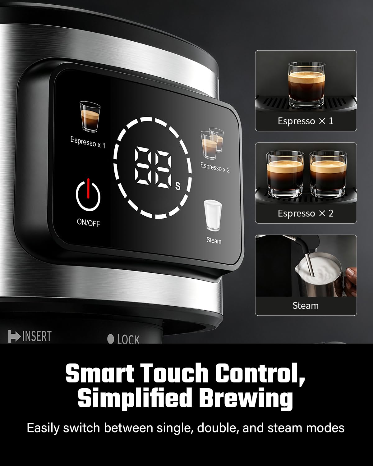Espresso Machine with Milk Frother, for Cappuccino and Latte