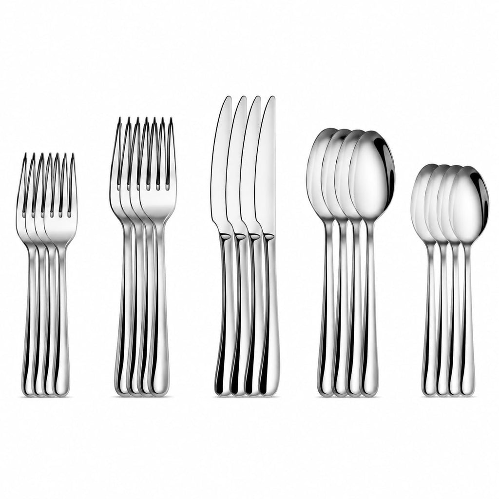 Rain II Series 20-Piece Stainless Steel 18/10 Forged Flatware Set