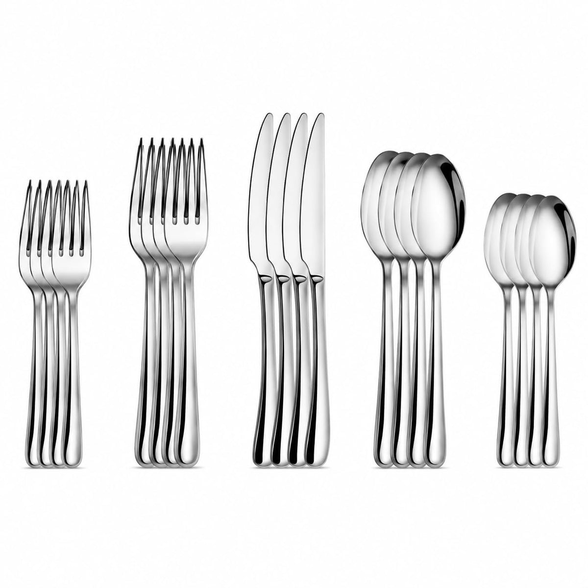 Rain II Series 20-Piece Stainless Steel 18/10 Forged Flatware Set