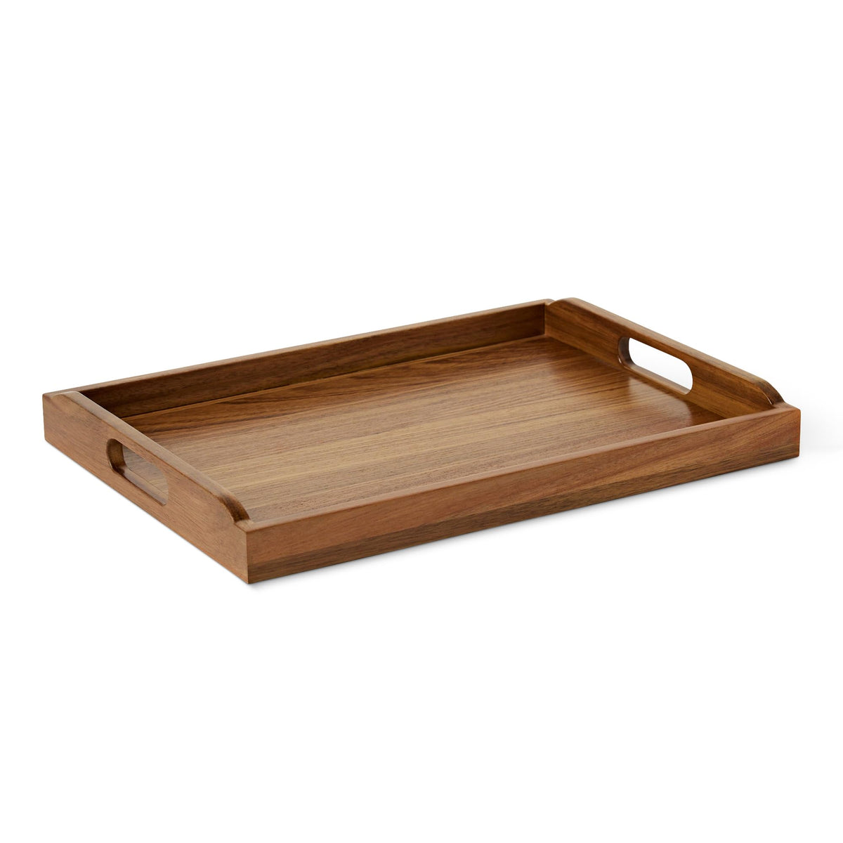 Wooden Serving Tray, 17" x 12" Acacia Wood Decorative Tray Platter With Built-in Handles for Breakfast in Bed, Food &
