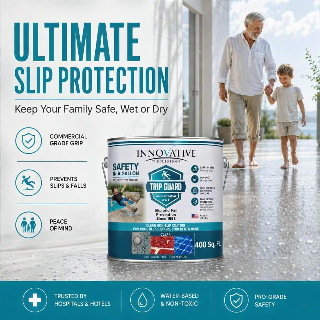 Trip Guard Clear Textured Anti Slip Floor Coating and Sealant - Slip Resistance for Concrete, Stairs, Ramps, Patios