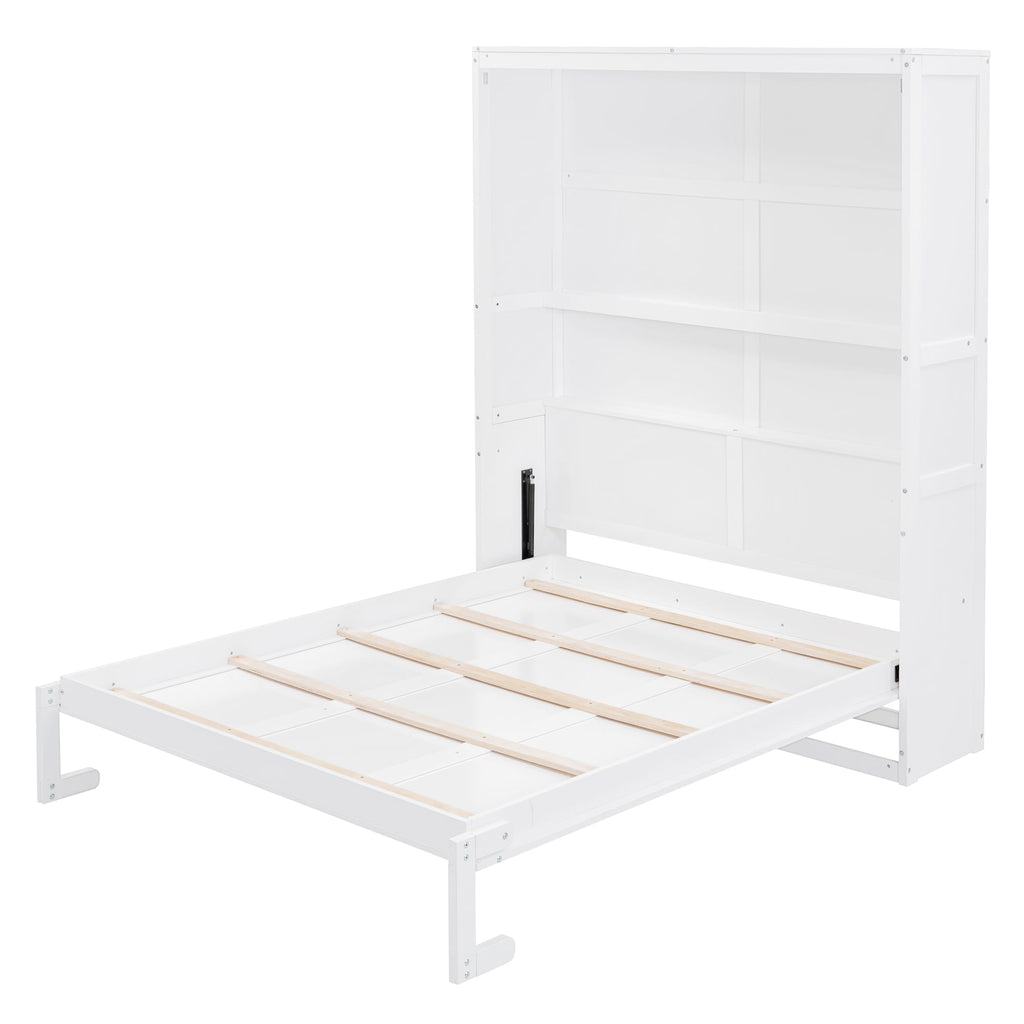 Queen Murphy Bed, Solid Wood Vertical Murphy Wall Bed Cabinet, Space-Saving for Small Spaces Office Guest Room
