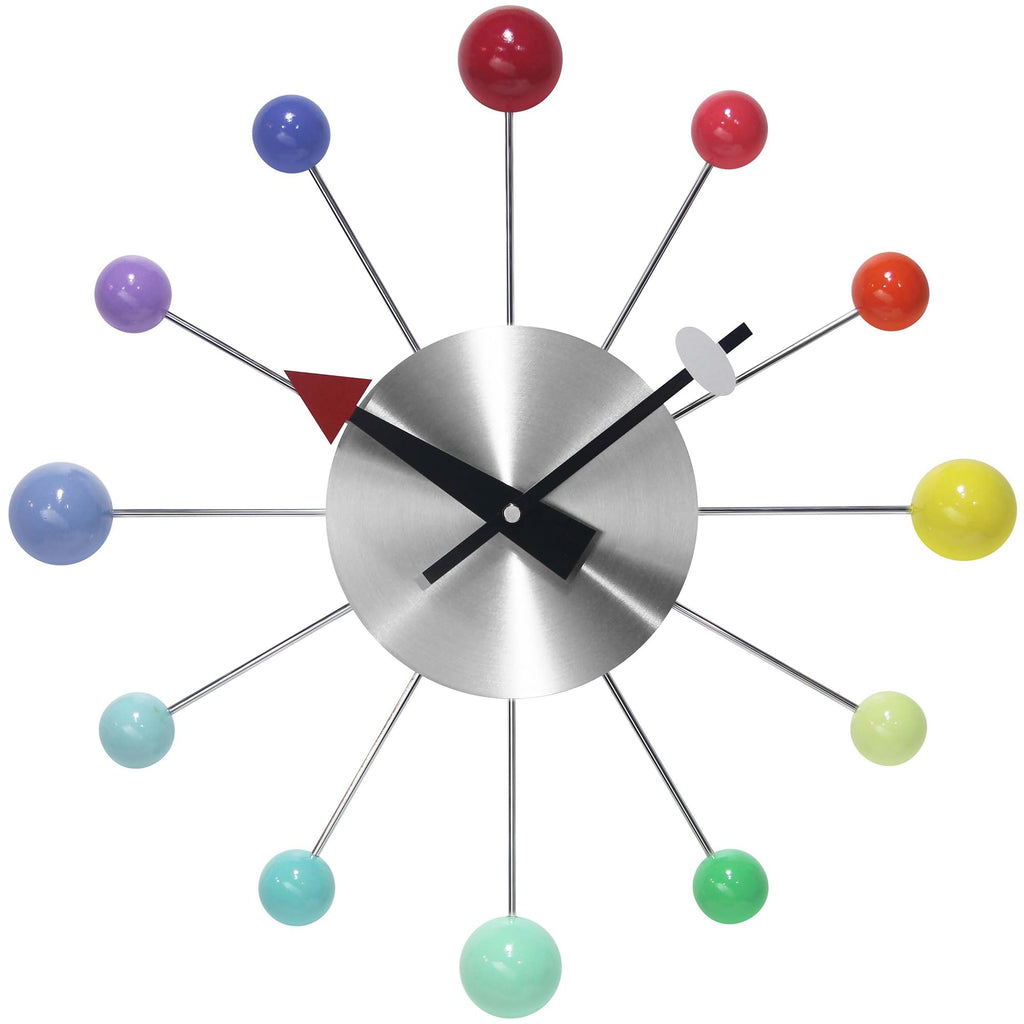 Inspired Nelson Style LTD. Orb Spoke Starburst Wall Clock, Rainbow, 15"