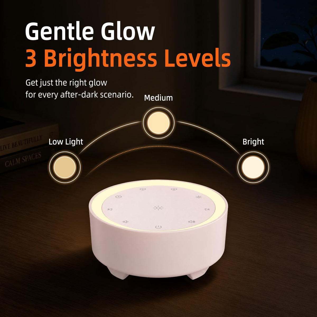 White Noise Machine for Sleeping, Baby & Adults, High-Fidelity Non-Looping Sounds, Sleep Sound Machine with Dimmable