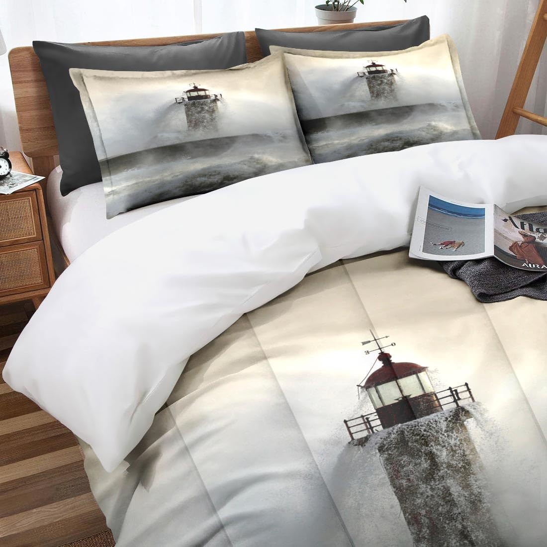Comforter Set, 3 Pieces Ocean Coastal Bedding, All Season