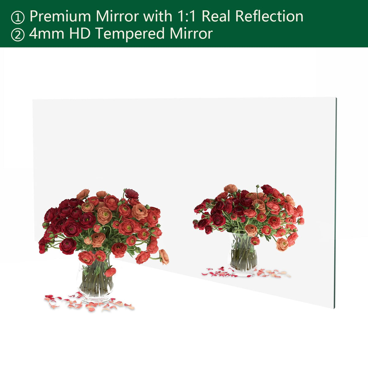 Frameless Wall Mirror 60"x28" Bathroom Vanity Mirror Shatterproof