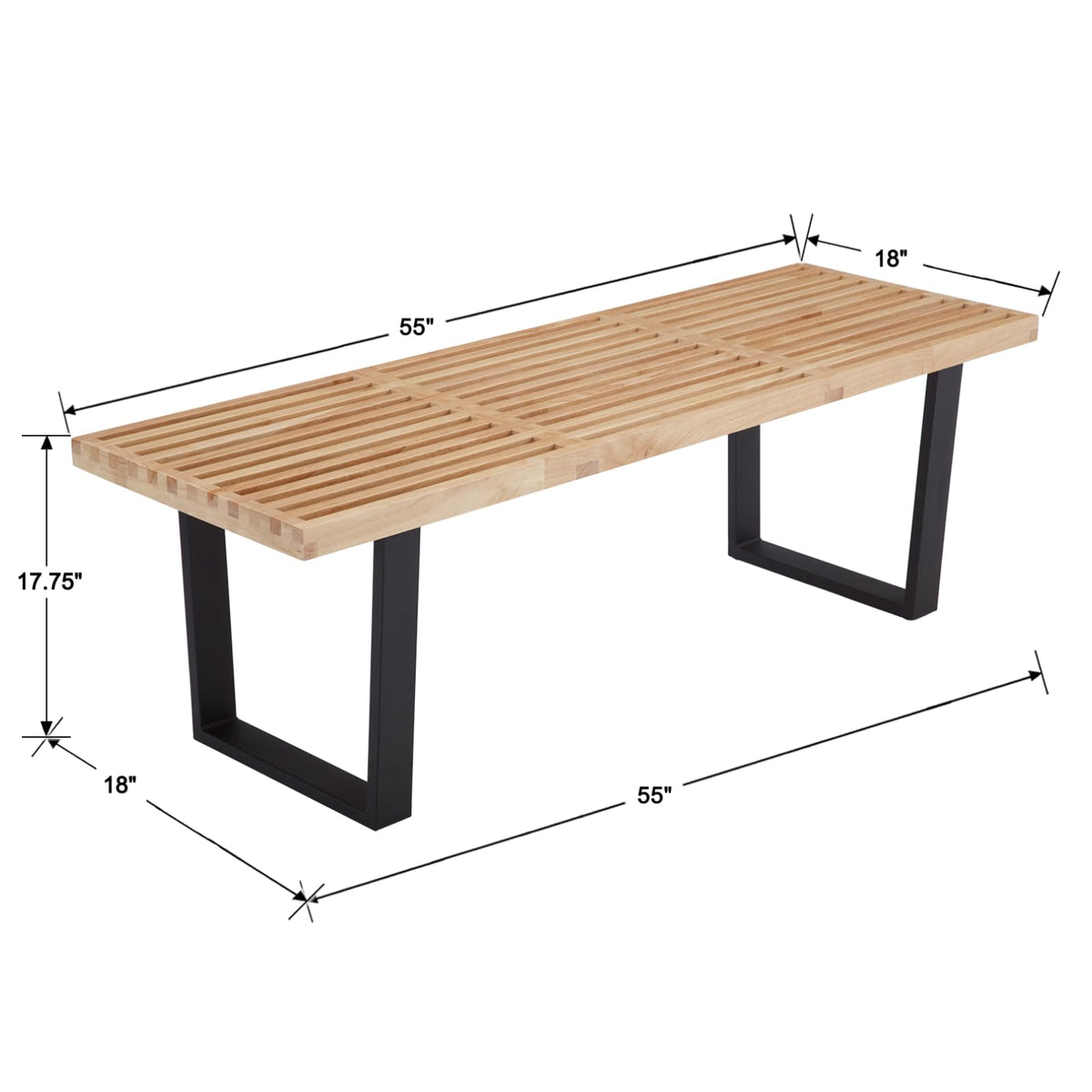 Inspired Nelson Style 55" Natural Wood Entryway Bench Dining Bench Bench