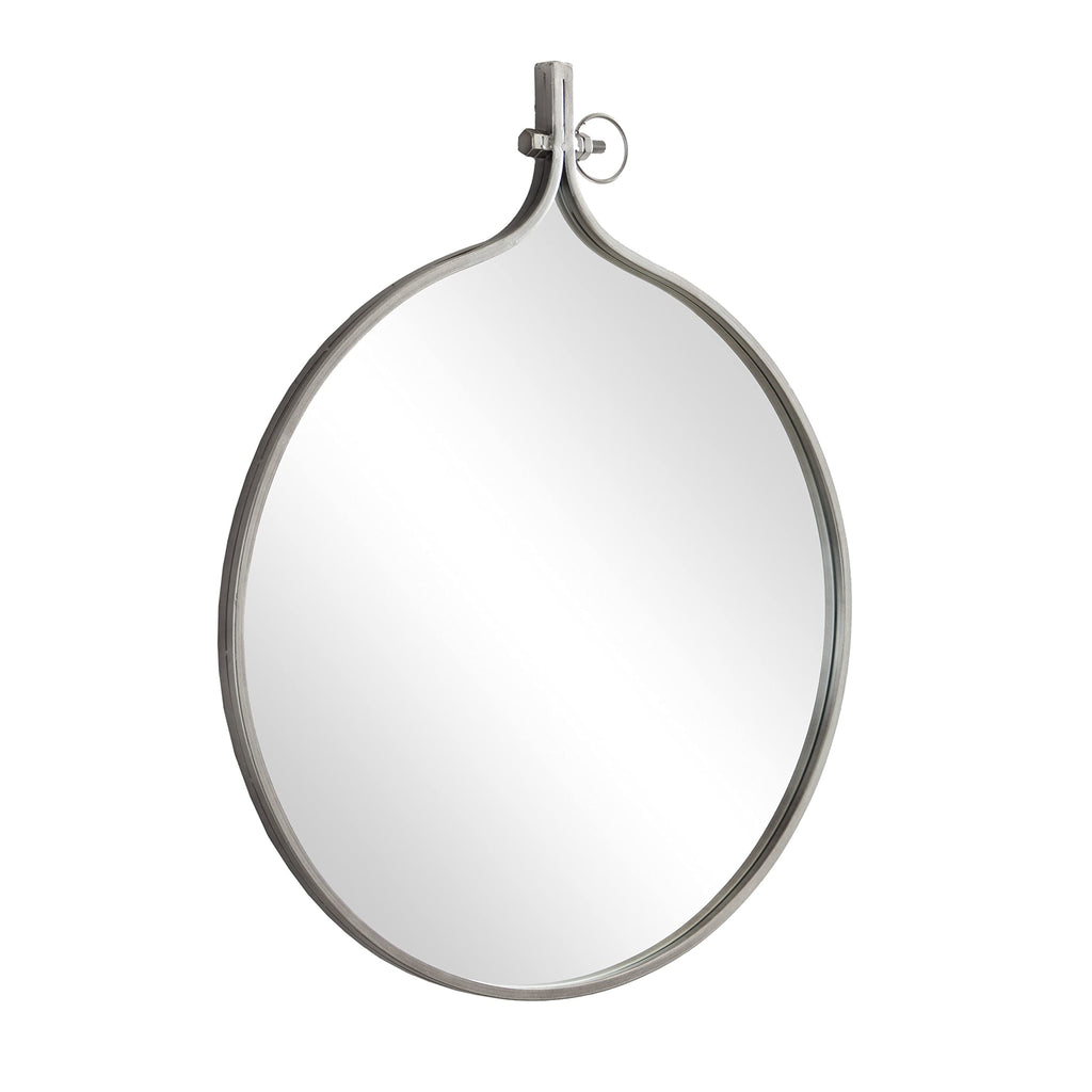 Yitro Round Wall Mirror; 30 x 37; Gray; Decorative Versatile Rustic Wall Decor