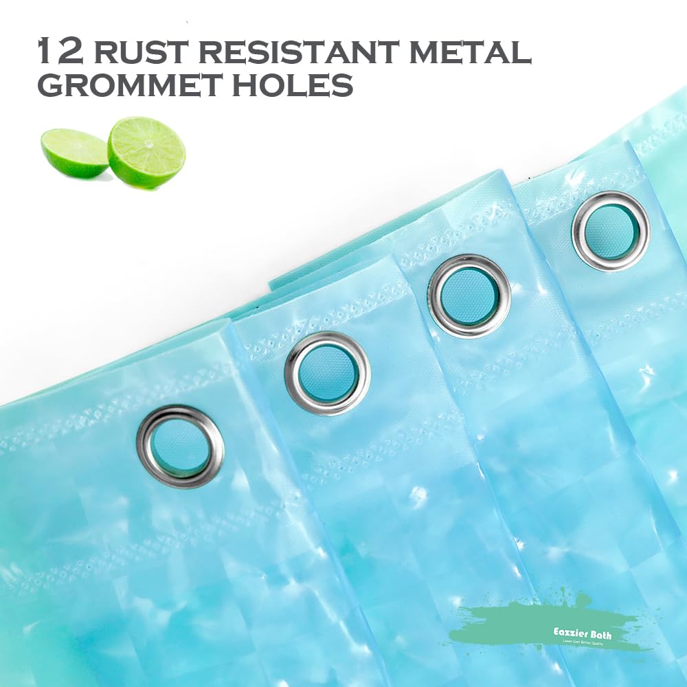3 Pack 3D Crystal Blue Plastic Shower Curtain Liner, 72x72 Inch Ice Cube Bathroom Shower Showroom Inner Curtain