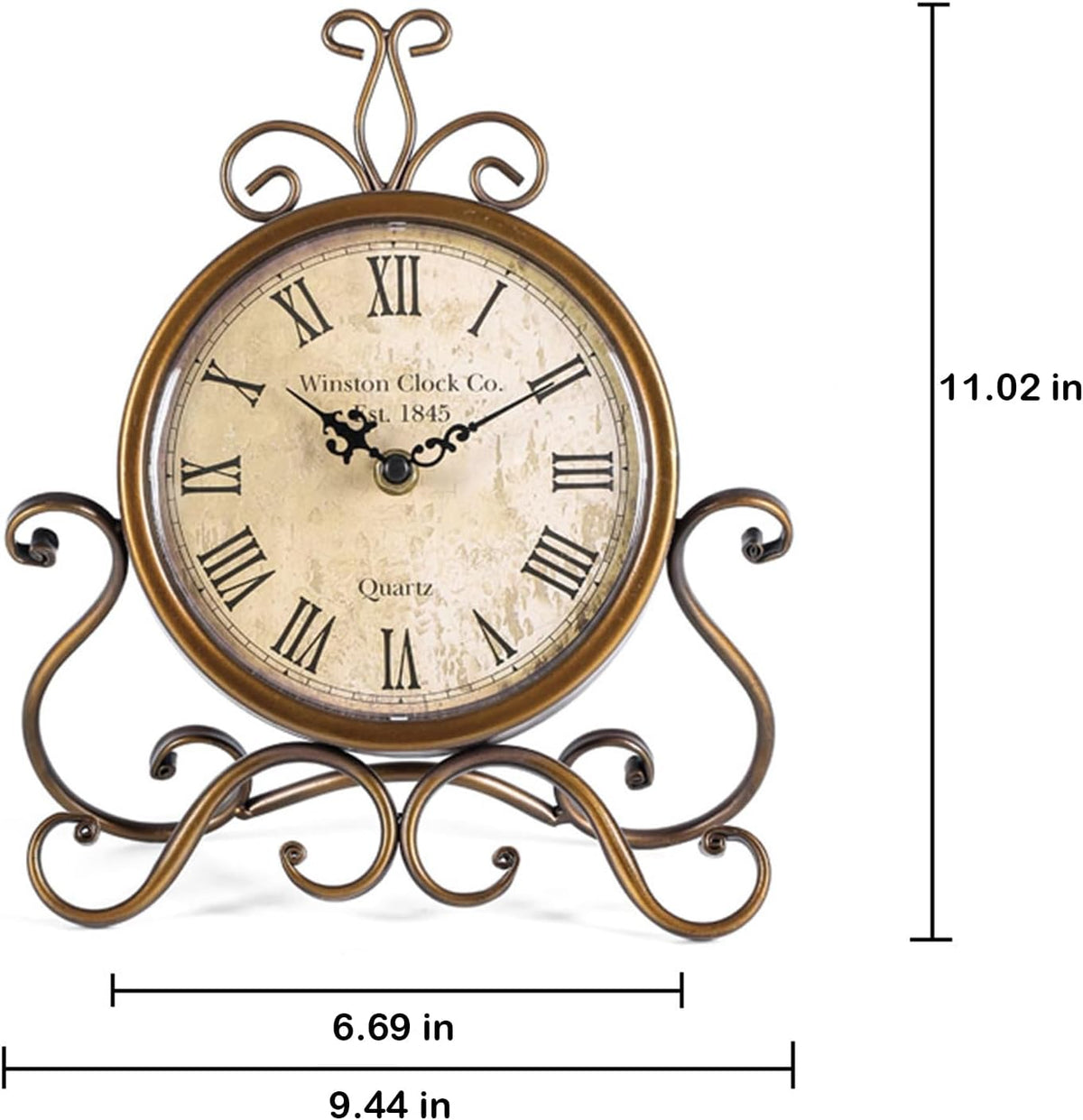Vintage Table Clocks for Living Room Bedroom Decor, Silent Decorative Farmhouse Shelf Clock Battery Operated