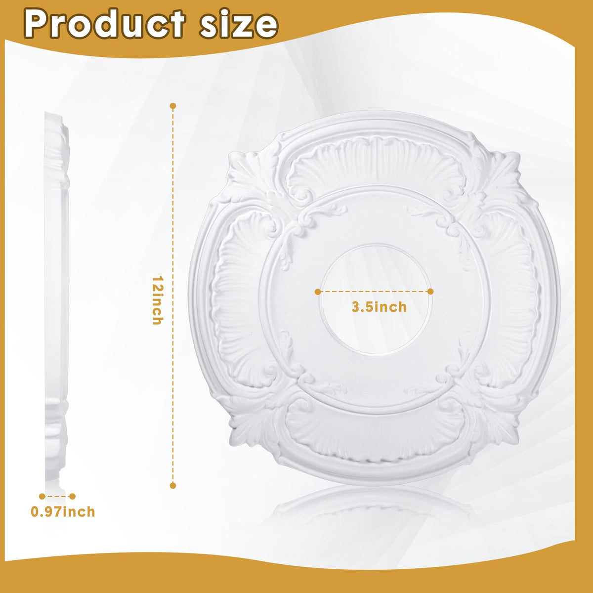 2pcs Ceiling Medallion for Light Fixtures Chandeliers,White,Classic