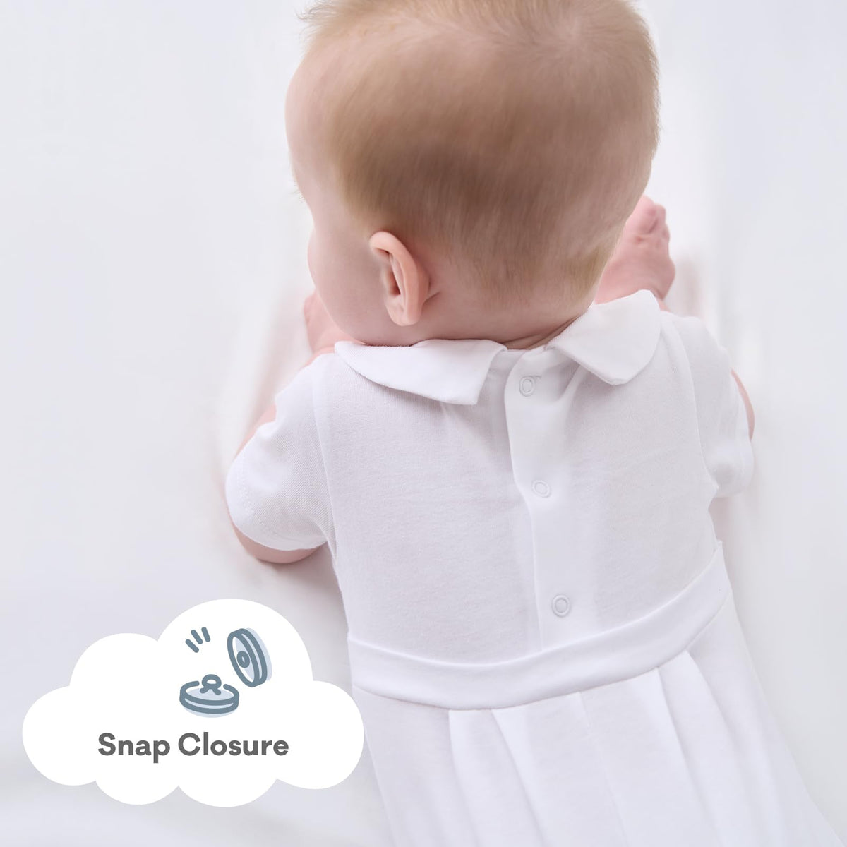 Baby Boys Baptism Romper Short Sleeve Christening Outfit One-Piece Coverall White