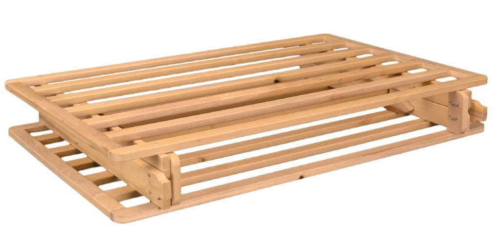 Fold Platform Bed - Full Bed Frame - Unfinished Wood Bed Frame - Full Size Folding Bed - Natural, Minimalist Bed
