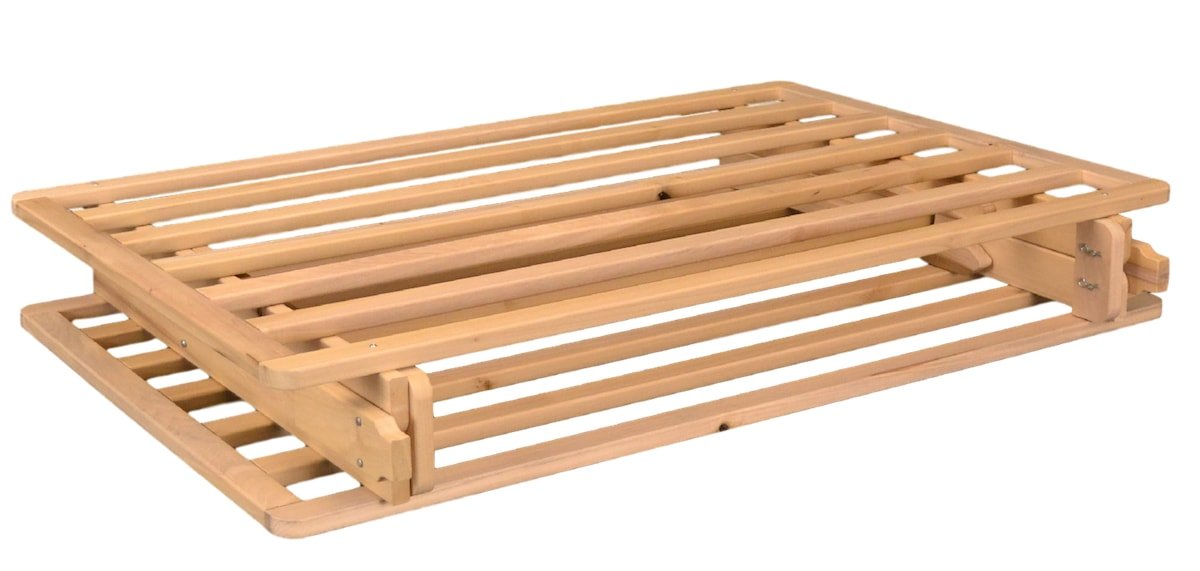 Fold Platform Bed - Full Bed Frame - Unfinished Wood Bed Frame - Full Size Folding Bed - Natural, Minimalist Bed