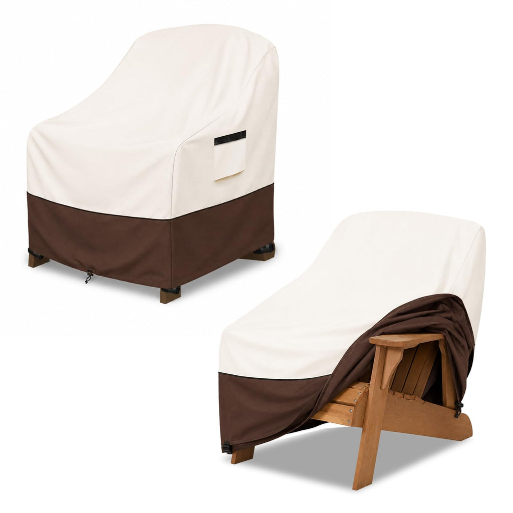 Adirondack Chair covers 2 Pack 30 W x 34 D x 36 H inches, Waterproof Heavy Duty for Outdoor Chair, Beige & Brown