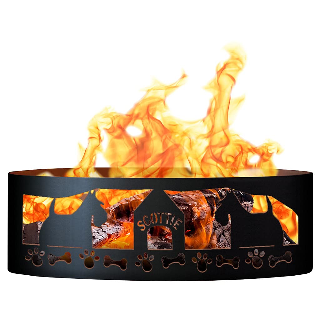 Scottie Unpainted 12 in. Tall 37 in. Diameter Outdoor Fire Ring - 37 x 37 x 12 in. - Rustic Black Color