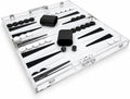 Modern Acrylic Backgammon Set - Clear Lucite Board Game - Premium Dice Cups & Accessories - Luxury Portable