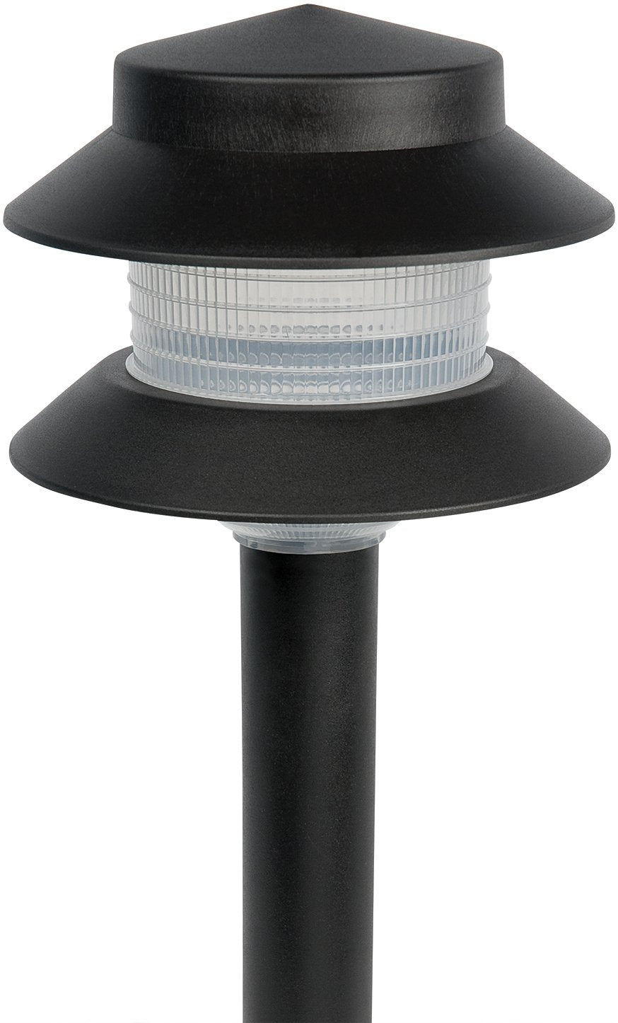 35 Lumen Modern 2-Tier Low Voltage Path Light - Outdoor 2.5 Watt Landscape Light (12 Pack, Black)
