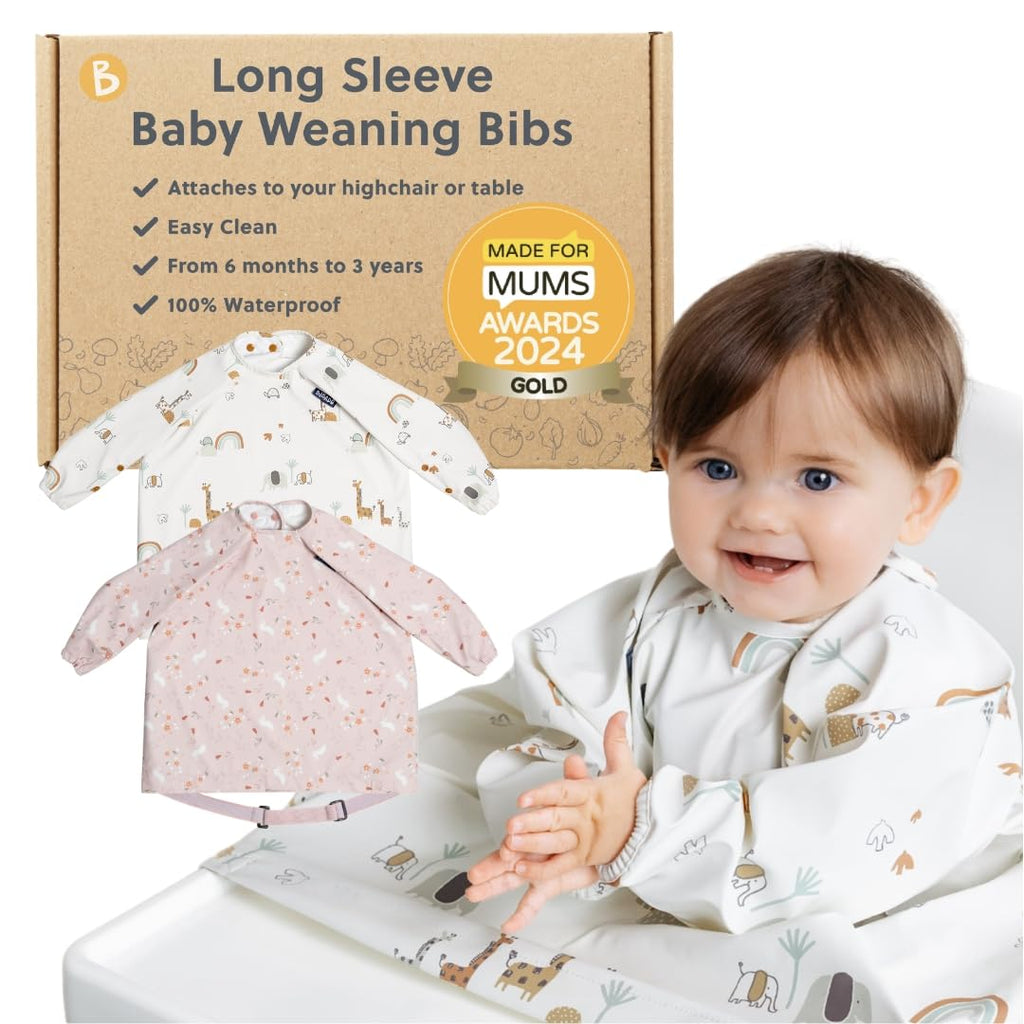 Attachable Long Sleeve Bib for Babies & Toddlers - Easy Clean