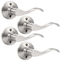 4 Pack Satin Nickel Dummy Door Lever, Single Right Side Door Handle for Closets, Non-Turning Pull Only Lever Set
