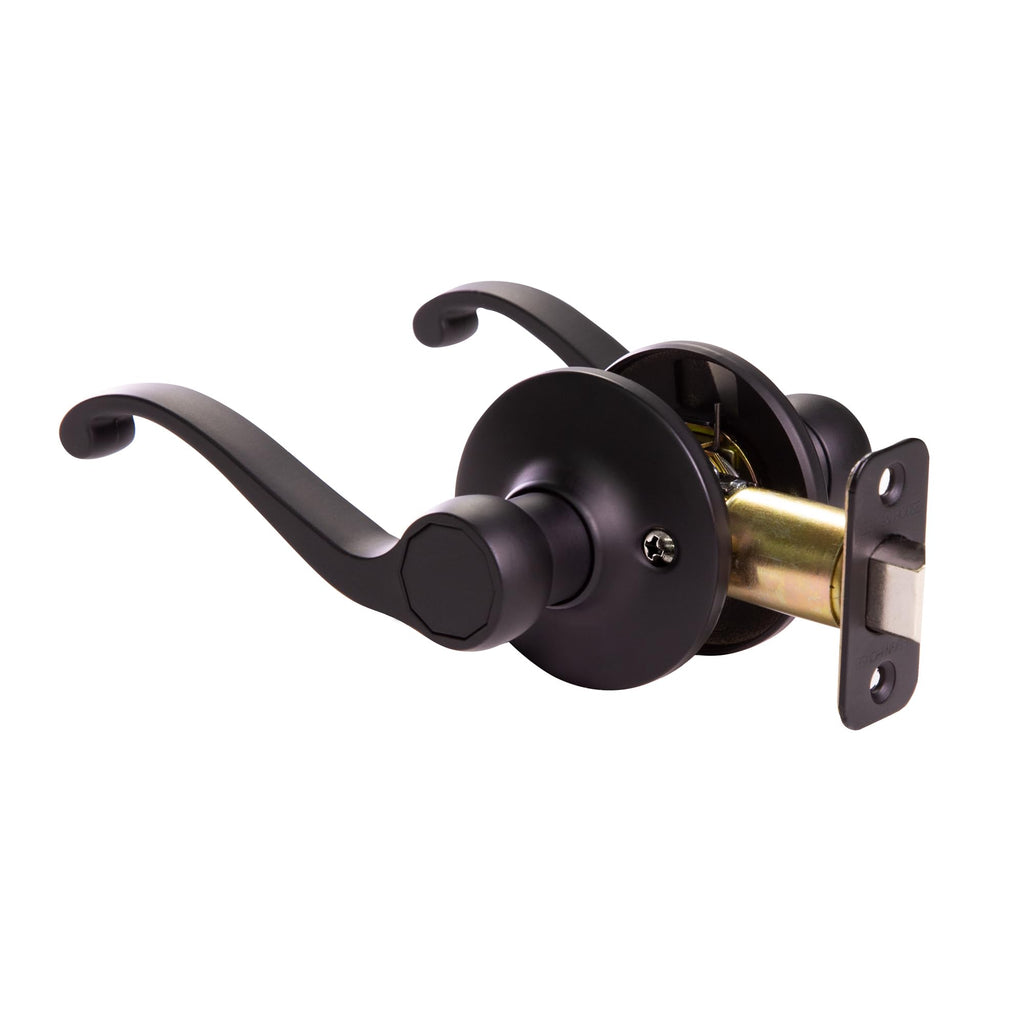 Scroll Passage Door Lever, Matte Black