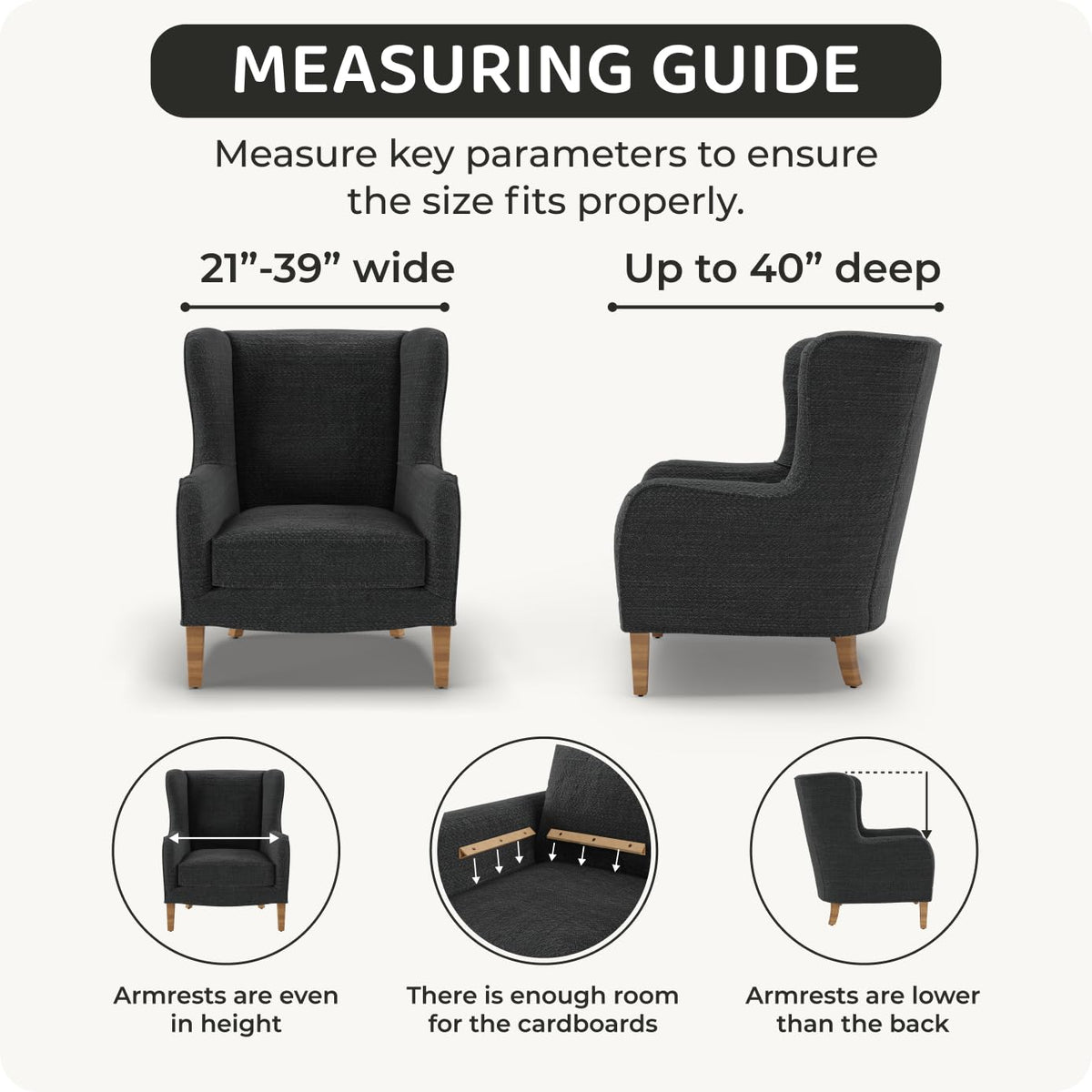 Stretch Wingback Chair Slipcover 1-Piece - Bi-Elastic Wing Backed Armchair Cover - Furniture Protector Machine