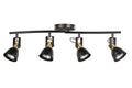 4 Light Track Lighting Kit, Matt Black Brass Finish 4 Way Adjustable with Moden Flush Mount Ceiling Spotlight