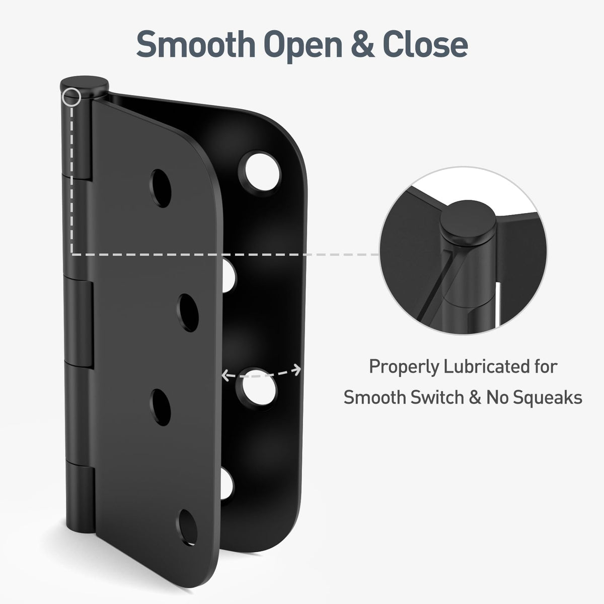 12 Pack 4 Inch Black Exterior Door Hinges, 5/8" Radius Corner